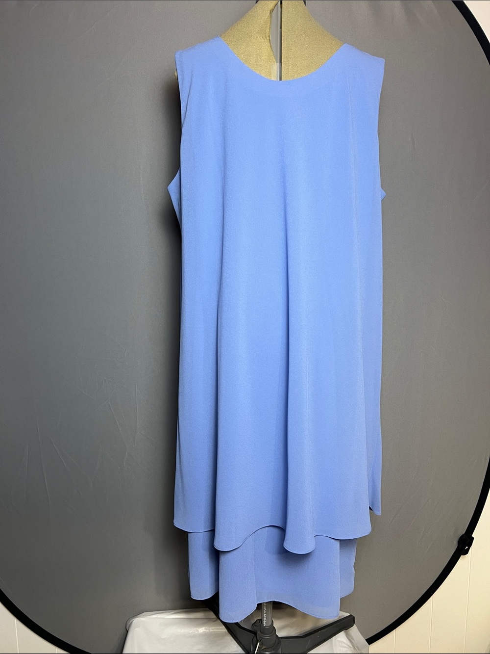 R&M Richards Periwinkle Layered Sleeveless Midi Dress - Picture 5 of 9